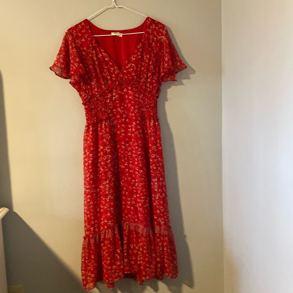 Red dress with flowers